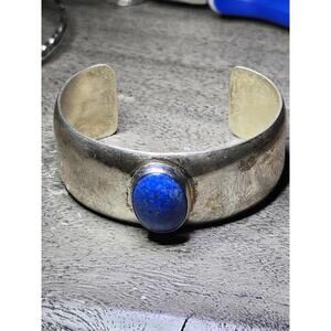 Vintage Sterling Lapis Cuff Bracelet Navajo Signed G Nelson